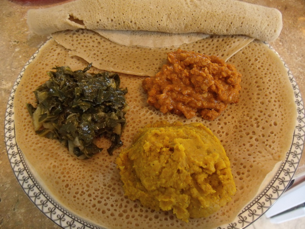 Njera, a flatbread staple in Ethiopia is made with teff, the world's smallest grain