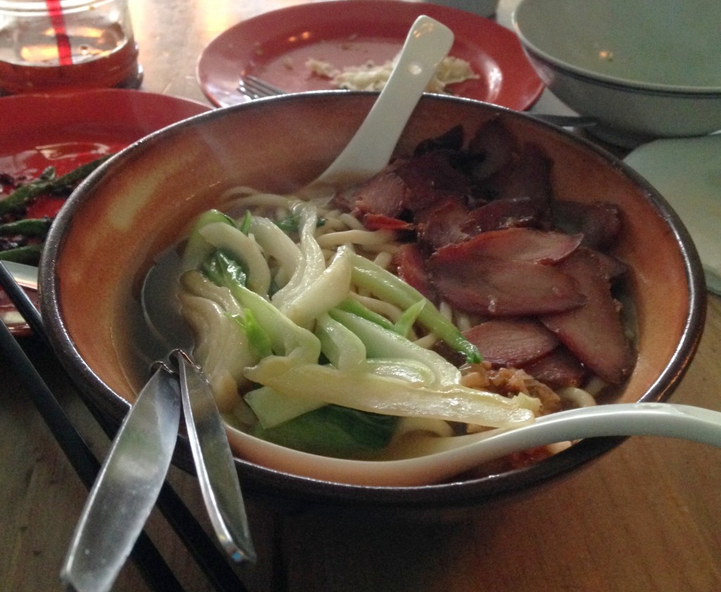 Udon noodles with pork