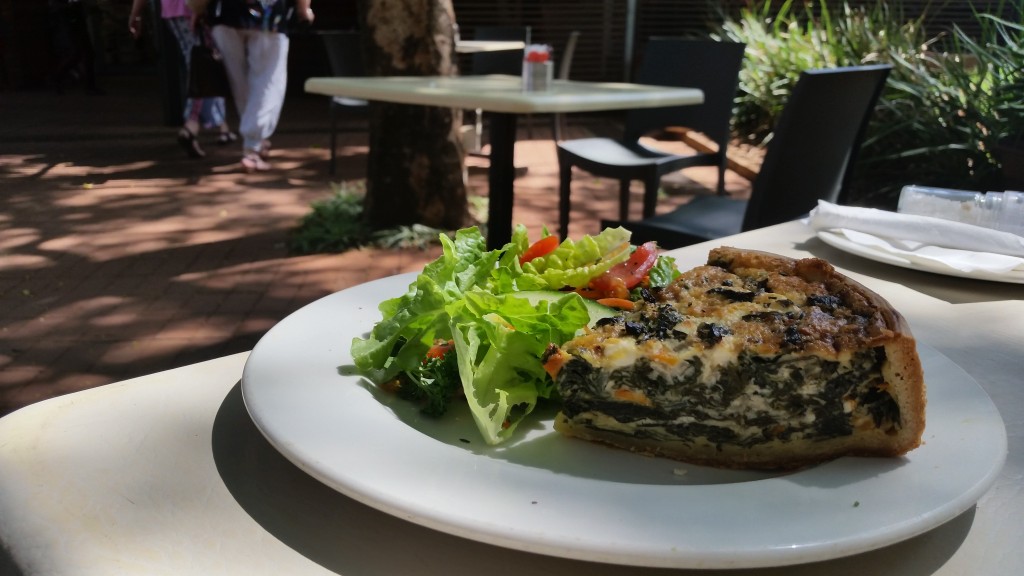 Spinach and feta quiche at at Arts Cafe. 