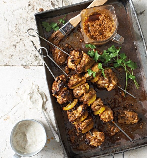 Chermoula chicken kebabs with duke yoghurt 