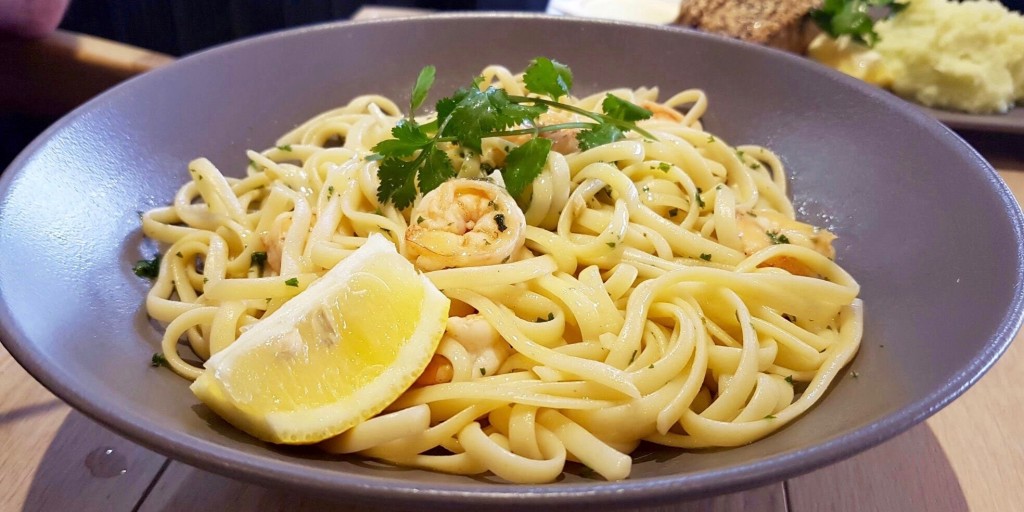 Prawn linguine, better looking than tasting